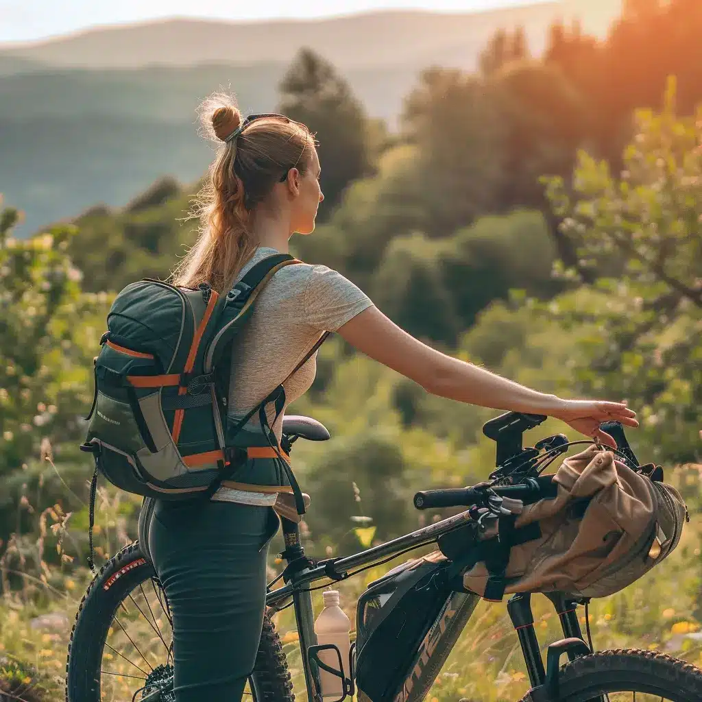 photo d'une cycliste avec son équipement
