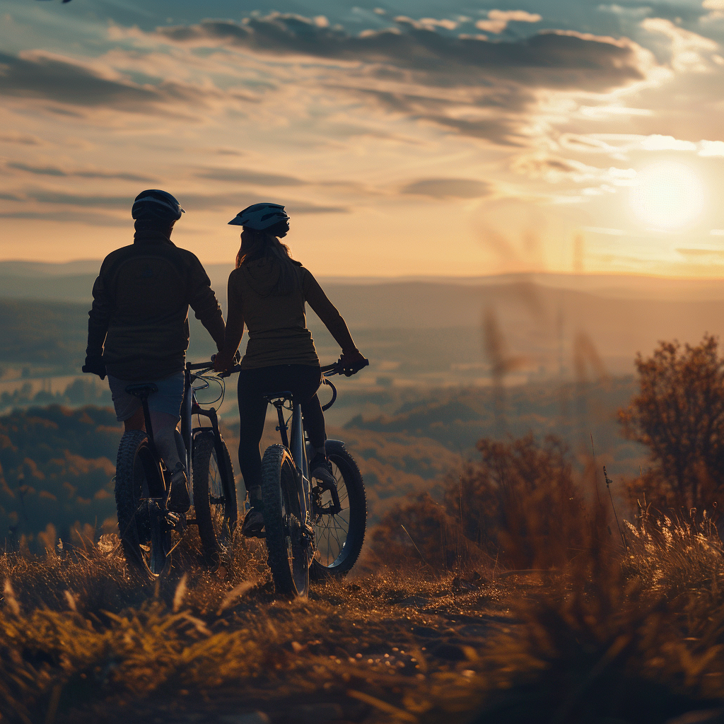 photo couple montagne a velo electrique