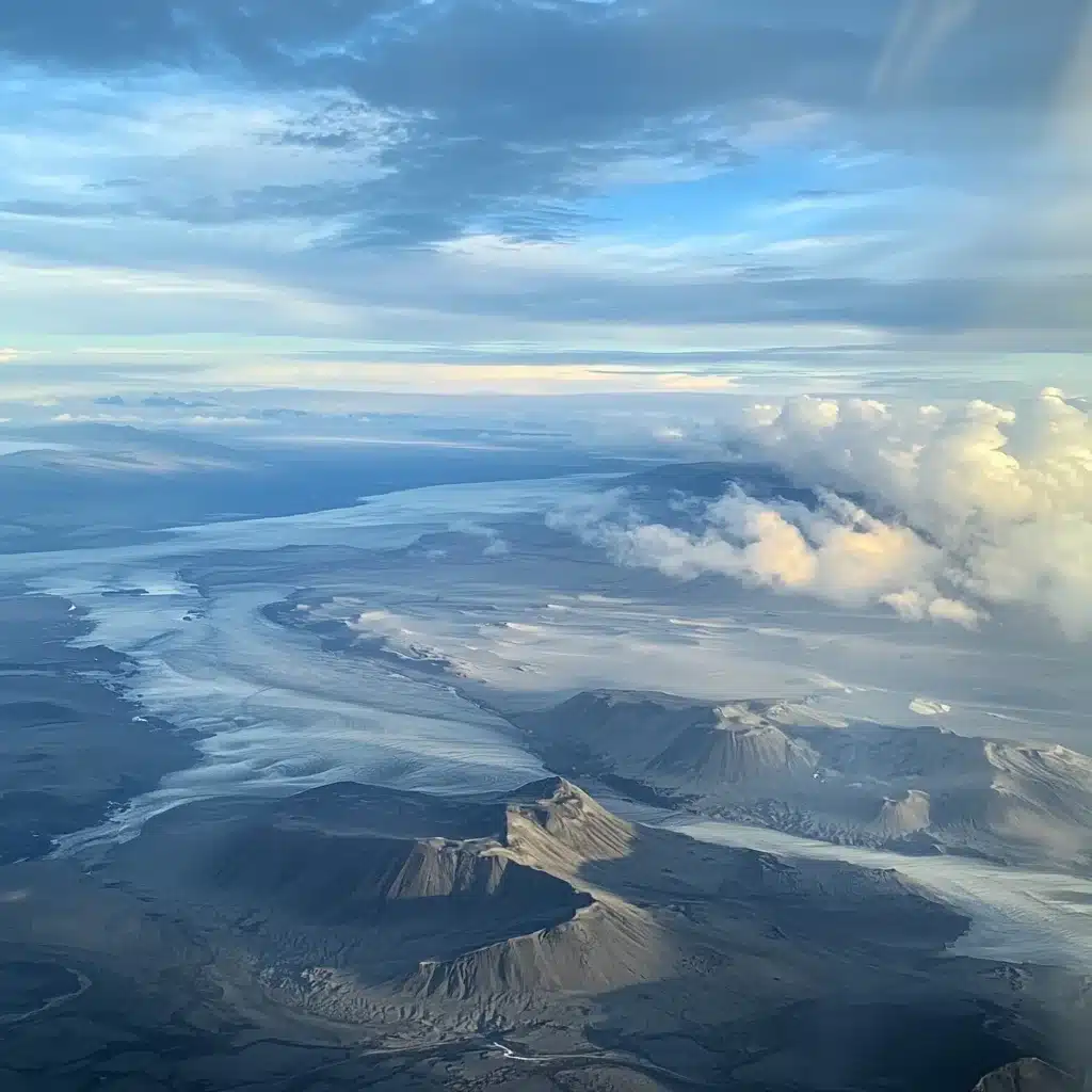 une vue aerienne de l'islande